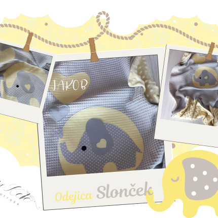 Odejica s šivano aplikacijo slončka