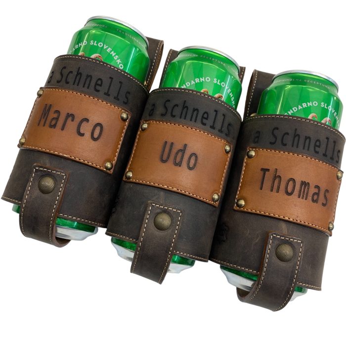 Personalizirano usnjeno držalo za pivo z GRAVURO na ploščici DDDesign.si - slika 8