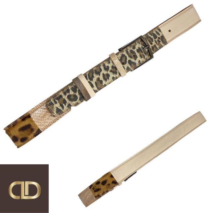 Unikatni peščeni Leopard in Jaguar usnjeni pas 4cm