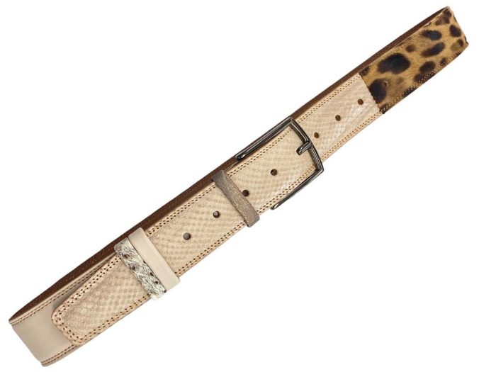 Unikatni marelični Jaguar usnjeni pas 4cm