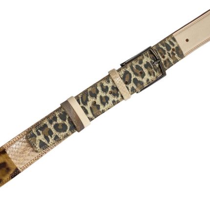 Unikatni peščeni Leopard in Jaguar usnjeni pas 4cm