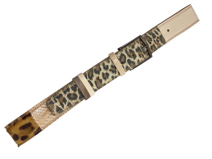 Unikatni peščeni Leopard in Jaguar usnjeni pas 4cm
