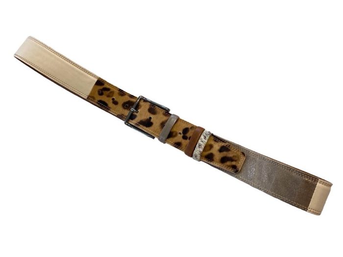 Unikatni peščeno rjavi Jaguar usnjeni pas 4cm