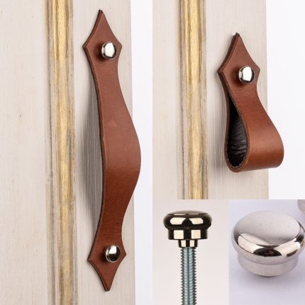 Usnjeni pohištveni ročaji z medeninastimi vijaki DDDesign.si