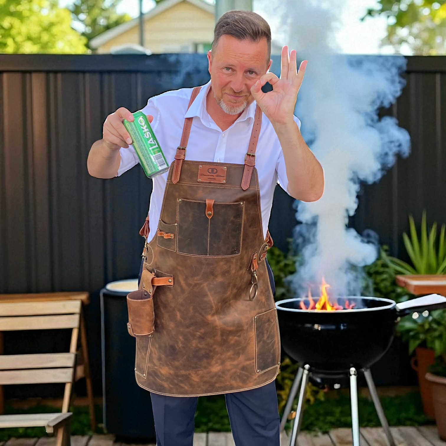 Premium usnjeni predpasnik za žar DDDesign.si