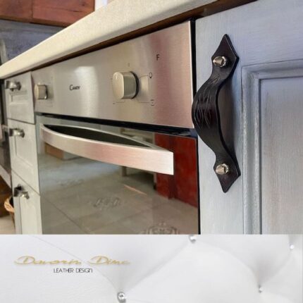 Usnjeni potiskani pohištveni ročaji z vijaki medenina DDDesign.si