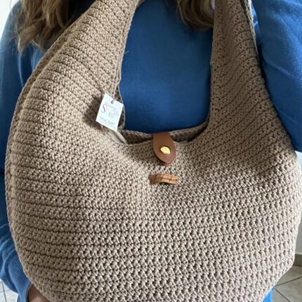 Kvačkana torba v "banana" obliki, ročno delo, bombaž