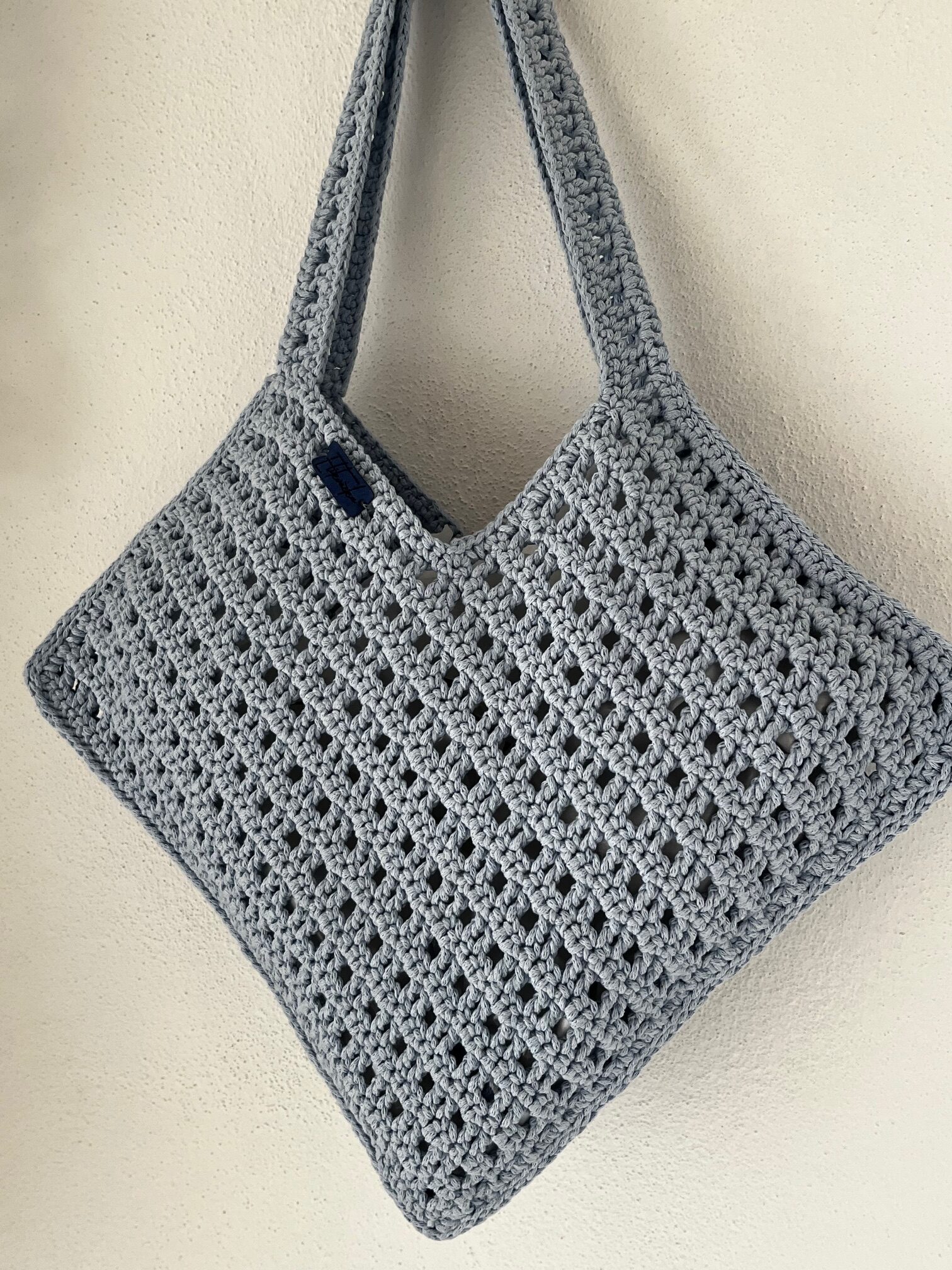 Kvačkana torbica v rumeni ali modri barvi, bombažna - slika 3