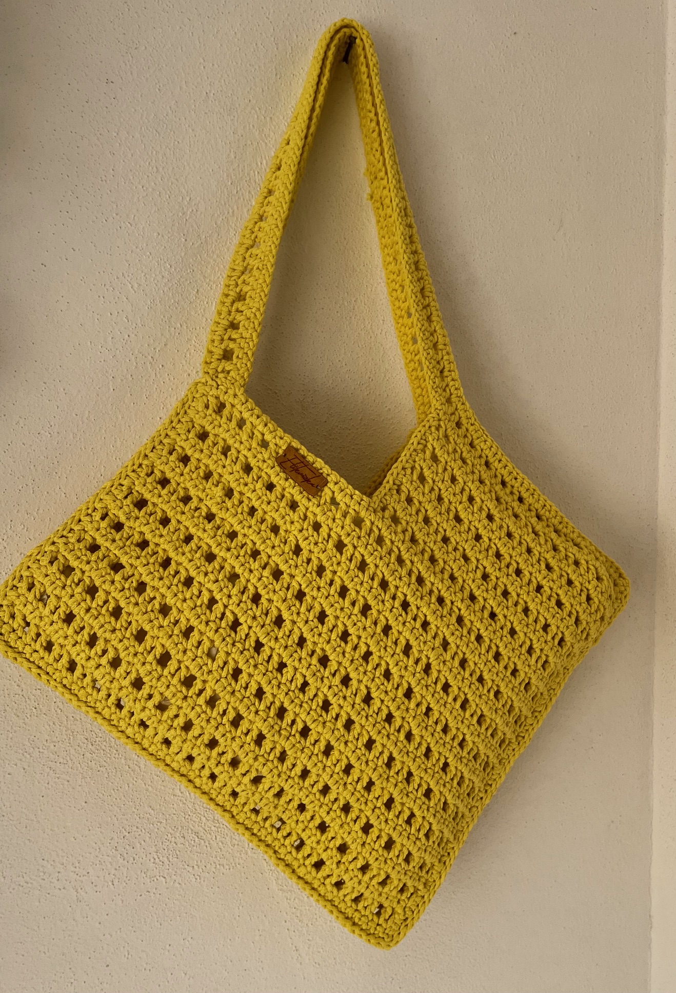 Kvačkana torbica v rumeni ali modri barvi, bombažna - slika 2