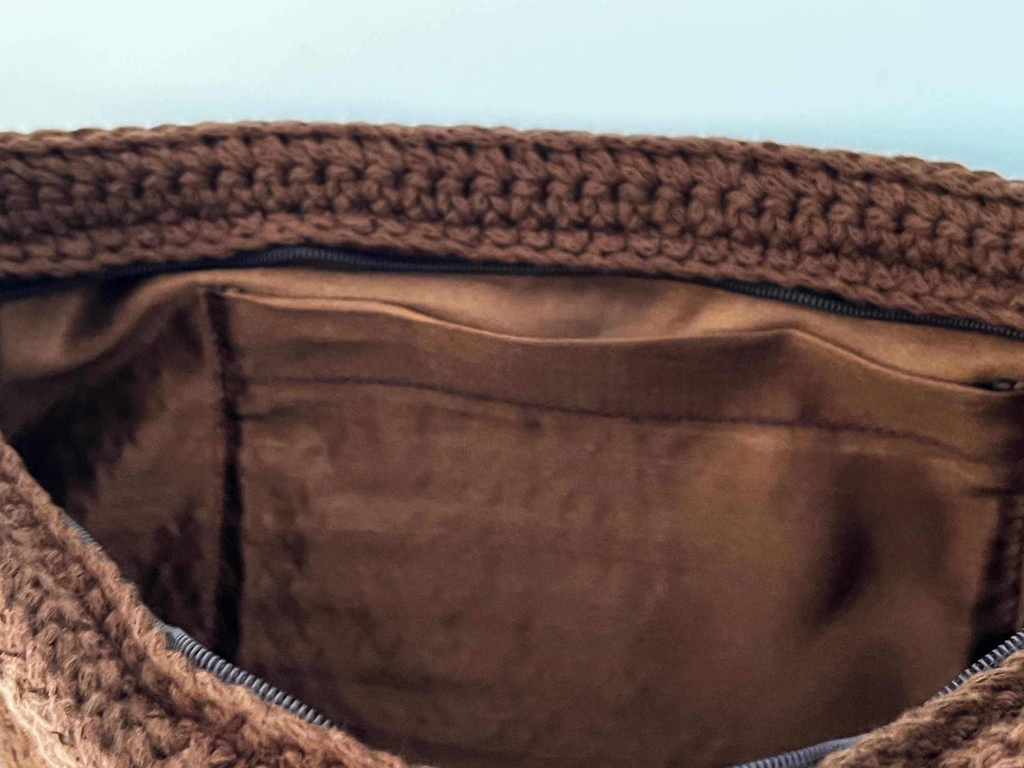 Ročno kvačkana torbica, bombažna, rjav odtenek - slika 5