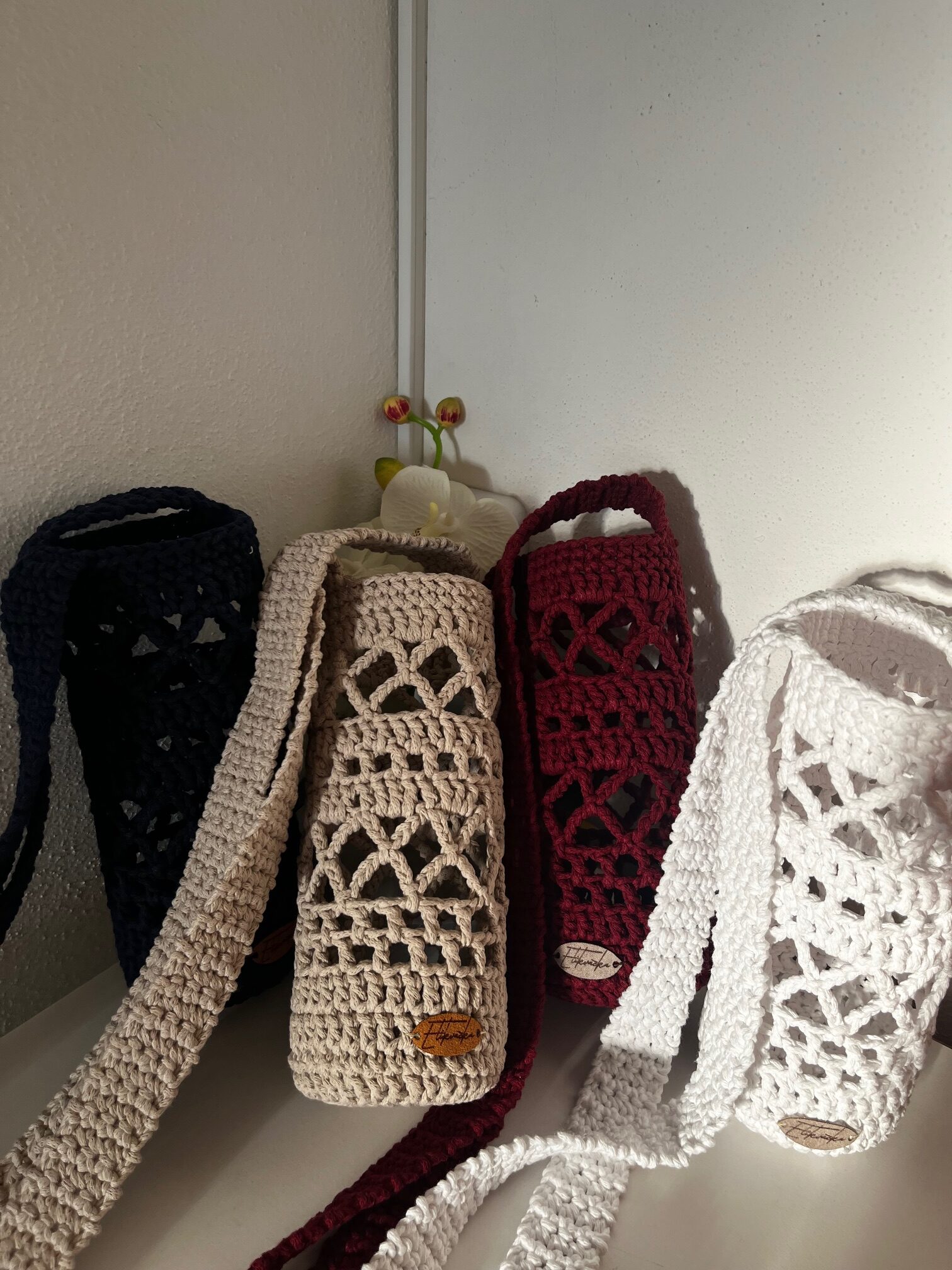 Kvačkana torbica za steklenico, bombaž - slika 6