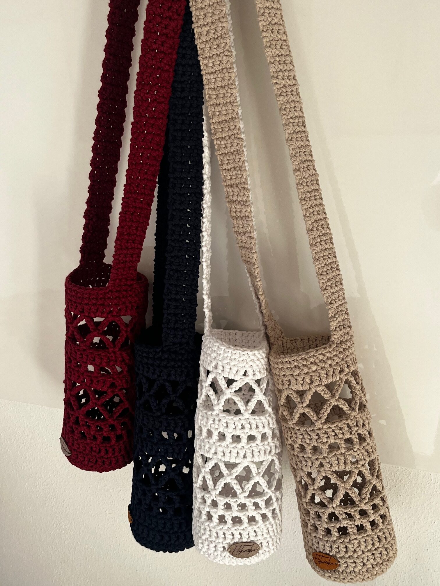 Kvačkana torbica za steklenico, bombaž